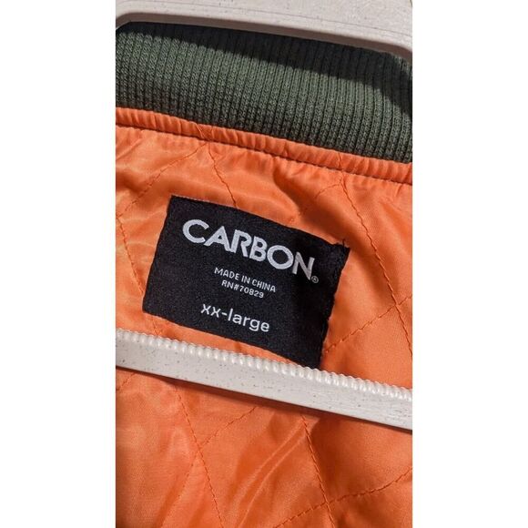 Carbon Bomber Jacket Men's XXL Green Nylon shell Full Zip Pockets gorpcore - Picture 6 of 8